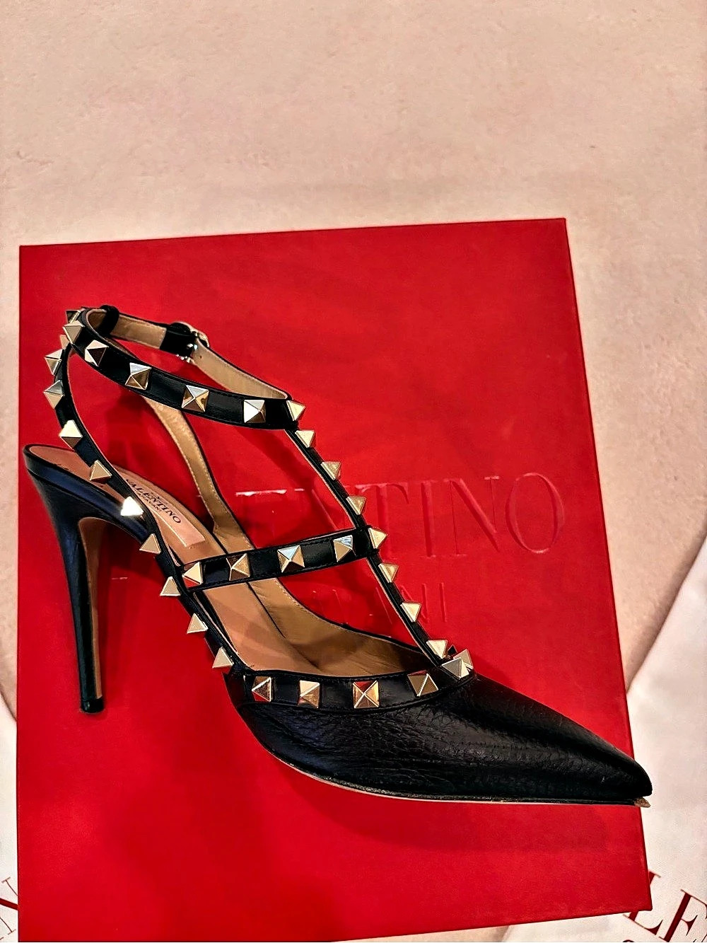Valentino Rockstud Ankle Strap Pumps 100 MM